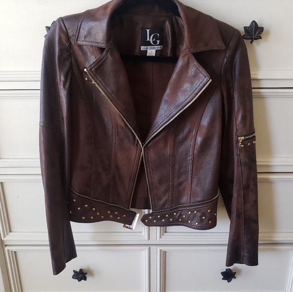 Lena Gabrielle Brown Moto Jacket - Picture 2 of 10